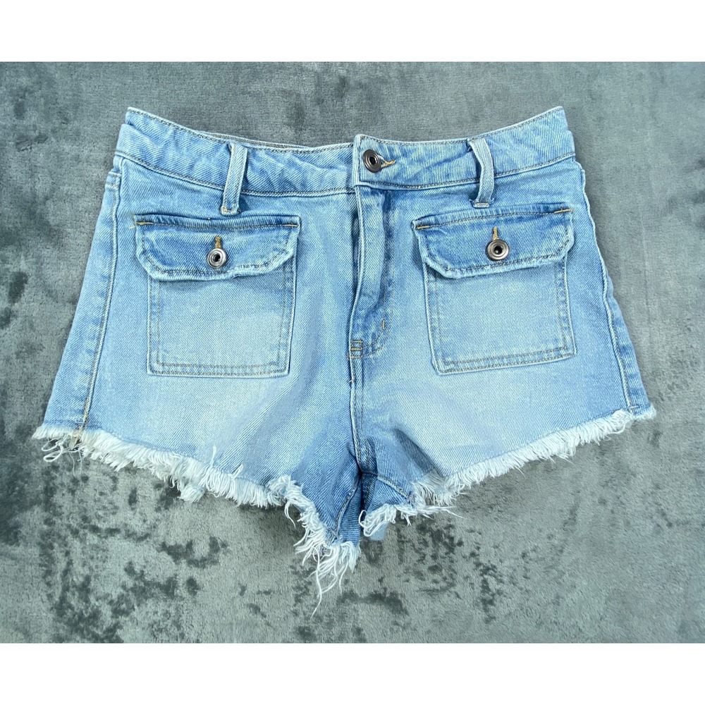Celebrity Pink Denim Shorts Juniors Size 5/27 Distressed Front‎ Pockets Raw Hem